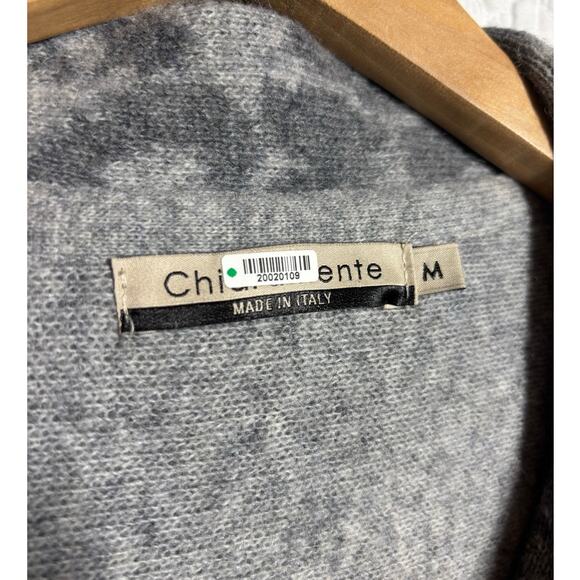 Chiaramente Women M Gray Animal Print Wool Sweater Jacket Winter Career - Picture 5 of 9